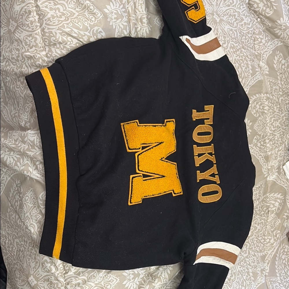 Tokyo Letterman Jacket - Black and Gold